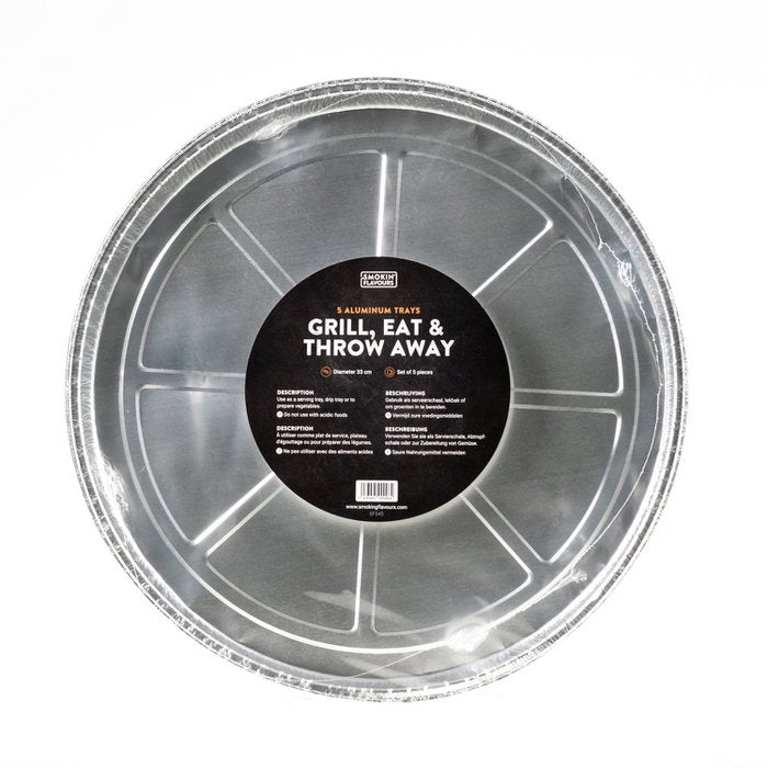 Aluminium druippan rond wegwerp 5 stuks 33 cm - Smokin’ Flavours