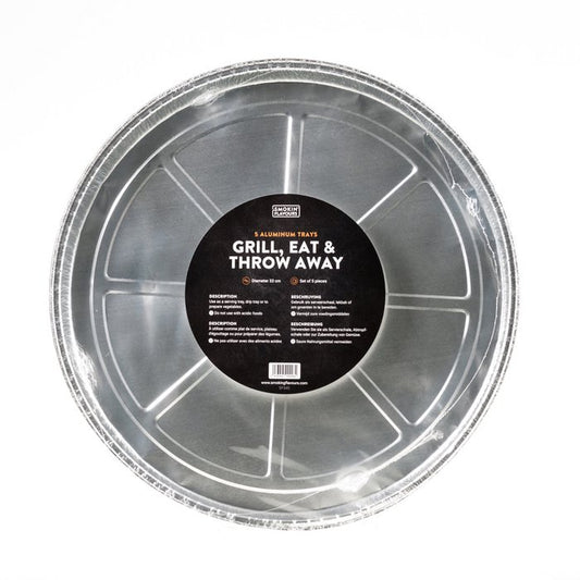 Aluminium druippan rond wegwerp 5 stuks 33 cm - Smokin’ Flavours